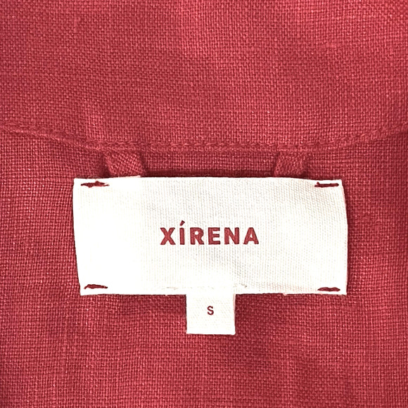 Xirena Button Up Pink Linen Midi Dress Size S Tie Belt Contemporary Minimalist - Picture 5 of 8